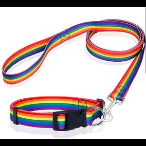 100% Organic RAINBOW PRIDE essential oil infused calming collar and leash set